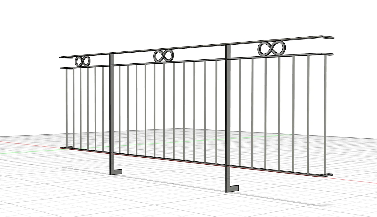 Plan 3D d'un garde-corps